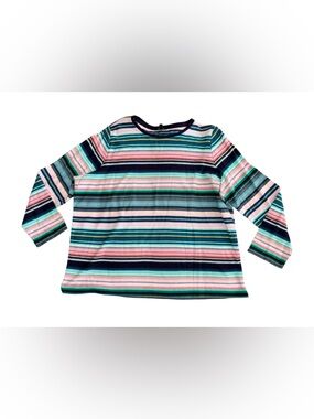 Talbots Woman Petites 100% Cotton Striped Long Sleeve Top Size 2XP Multicolor